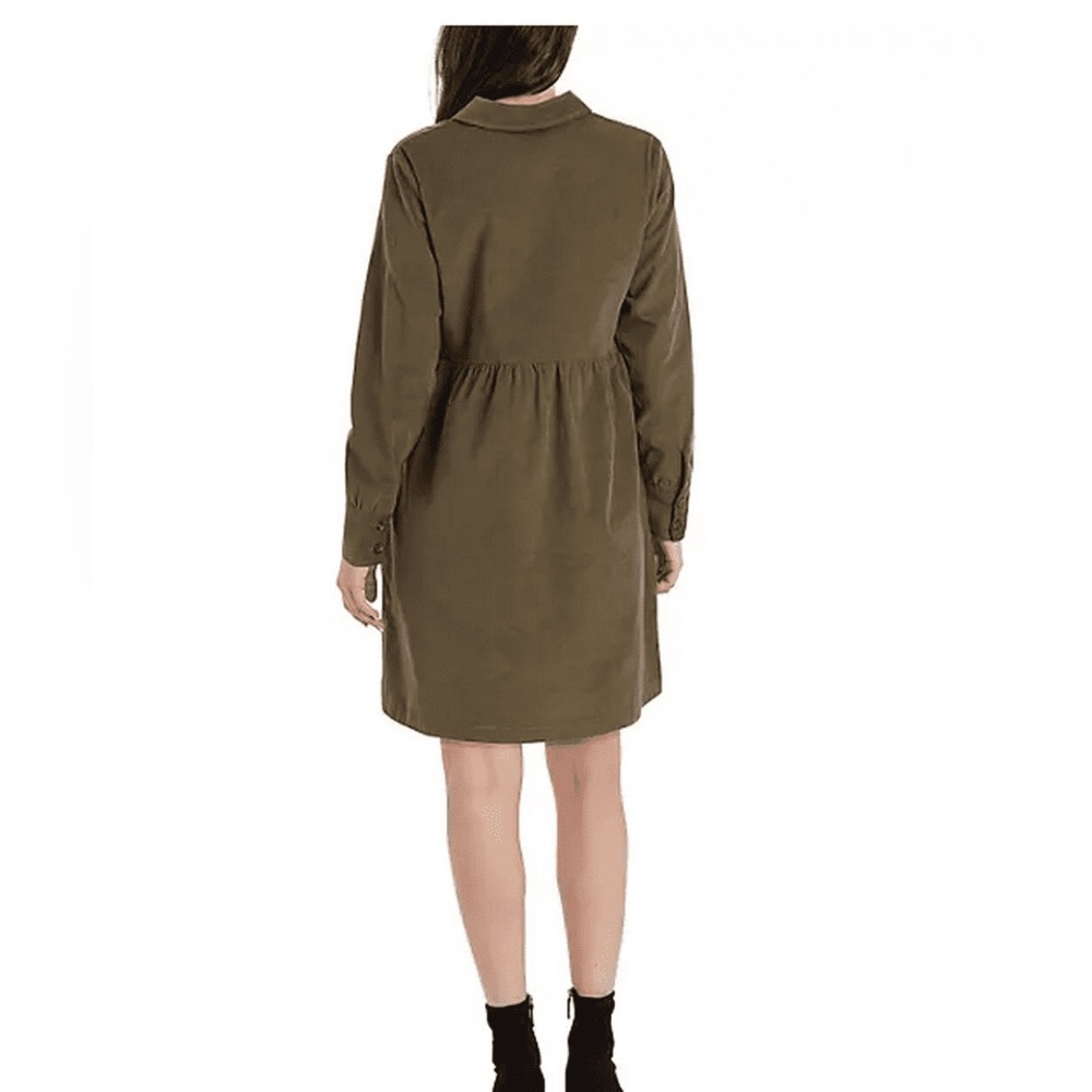 NINE WEST Olive Green Button-Up BODICE BABYDOLL Shirt WAIST Dress WOMEN SIZE XL - Picture 6 of 10
